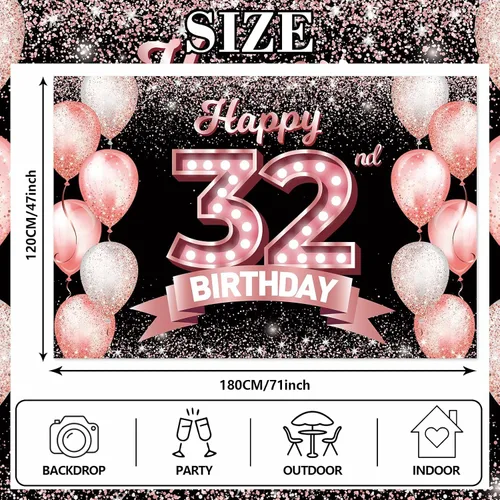 Vista 275 de Cartel de feliz cumpleaños décimo oro rosa, telón de fondo, saludos a 10 años, globos de confeti, decoración temática para niñas de 10 años