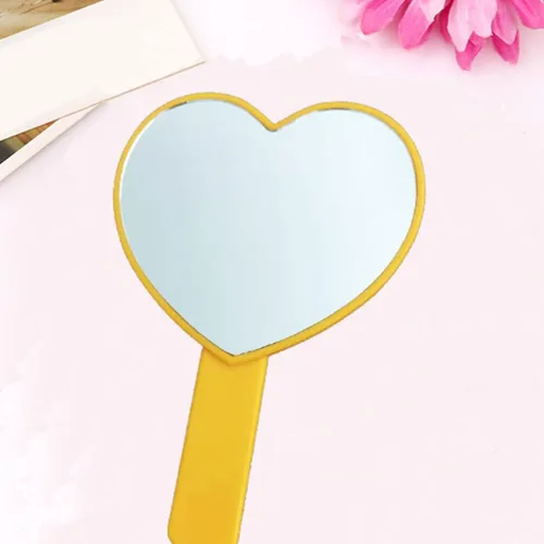 Vista 4 de LALAFINA 2 piezas de mango de espejo de maquillaje princesa para mujer, cartera de mano, espejo de corazón con asa, mango de espejo de peluquería