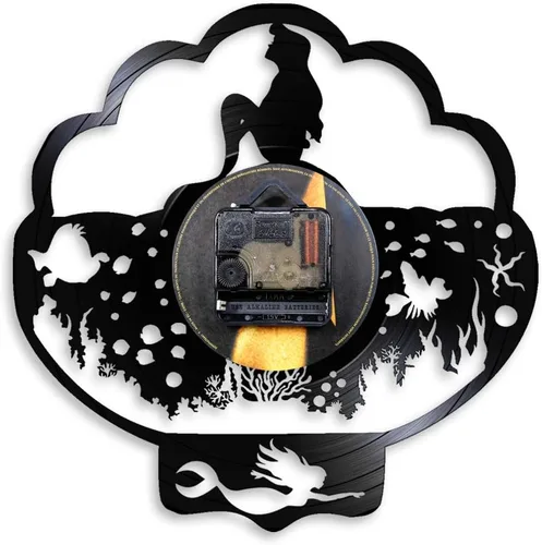 Vista 3 de Generic Reloj de pared con diseño de sirena, disco de vinilo vintage de 12 pulgadas, negro, analógico, movimiento de cuarzo, adecuado