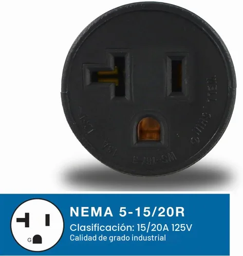 Vista 4 de Conntek 30129 Adaptador de enchufe de 15A a 15/20A, negro