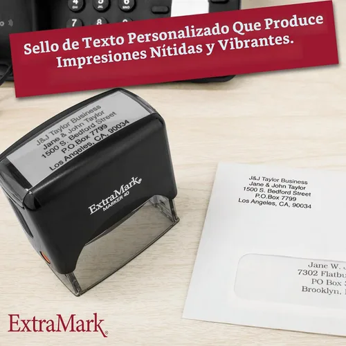 Vista 4 de ExtraMark Sello de dirección de devolución – Sello de goma autoentintado personalizado – Sello personalizado – Texto personalizable con 15