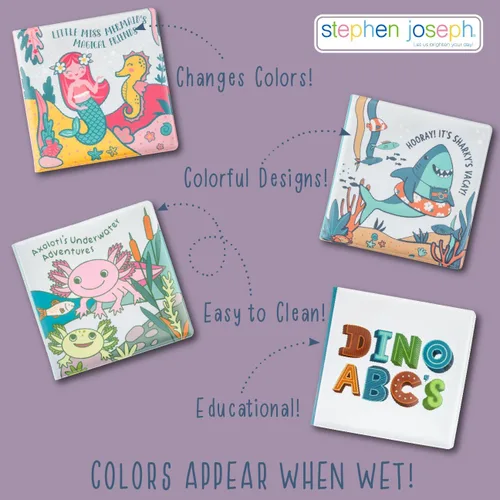 Vista 6 de Stephen Joseph, Libro flotante que cambia de color, juguetes de baño para niños pequeños, sirena