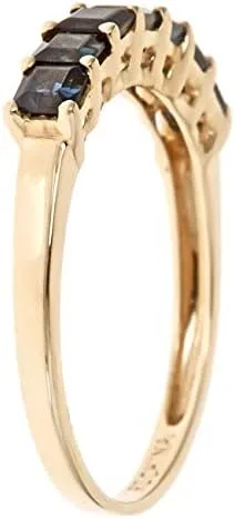 Vista 2 de Gin Grace Anillo de compromiso de aniversario de oro blanco de 14 quilates con zafiro azul natural para mujer zafiro