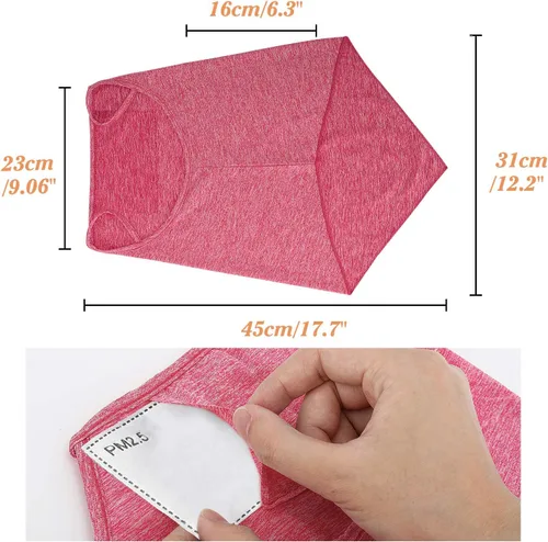 Vista 6 de MoKo Scarf Mask Bandana with Ear Loops 3 Pack, Neck Gaiter Balaclava with Filter Pocket UV Protection Mask