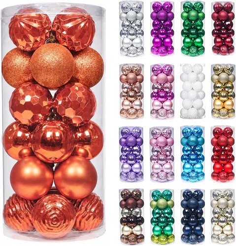 Vista 35 de XmasExp Juego de 24 mini esferas de Navidad inastillables para bolas de árbol de Navidad, 1.18 pulgadas (negro)