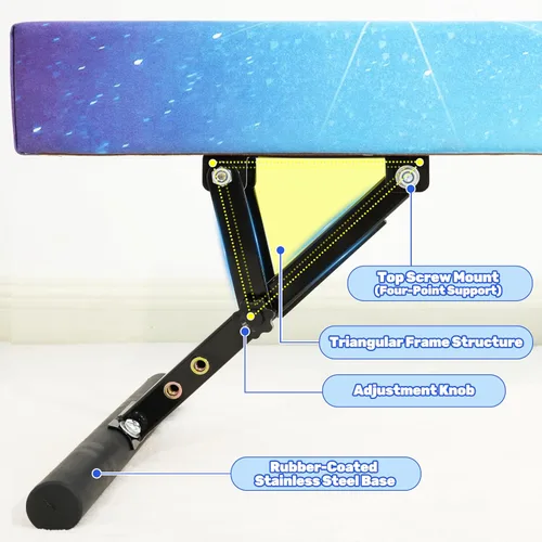 Vista 7 de FC Funcheer - Viga de equilibrio ajustable para niños - Viga de gimnasia de 8 pies - Viga de piso alto y bajo para todos los niveles de gimnasia
