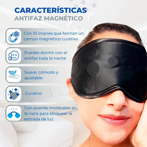 Vista 4 de Máscara magnética para dormir con 10 imanes de ferrita 3800 Gauss