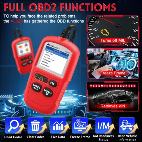 Vista 4 de Autel Autolink Al329 (Actualización de AL319) Lector de Códigos OBDII Escáner