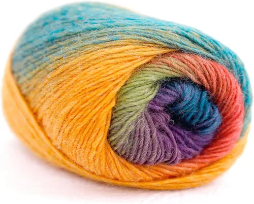 Vista 18 de Hilo de lana golo para tejer 200 yardas, hilo Cachemire multicolor arcoíris