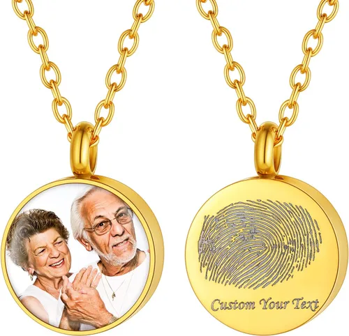 Vista 281 de FindChic Collares personalizados con urna para cenizas, barra vertical, gato, luna, reloj de arena, garra de perro, acero inoxidable, chapado en oro