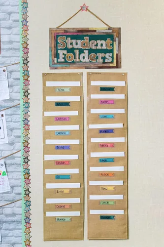 Vista 5 de Teacher Created Resources 20840 - Tabla de bolsillo de almacenamiento de archivos de arpillera con 10 bolsillos (14 x 58 pulgadas)