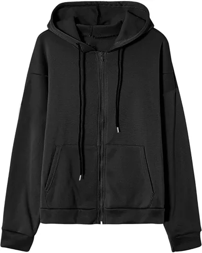 Vista 4 de Ceboyel Sudadera con capucha de gran tamaño para mujer, con cremallera completa, con cordón, parte superior con capucha, para adolescentes, niñas