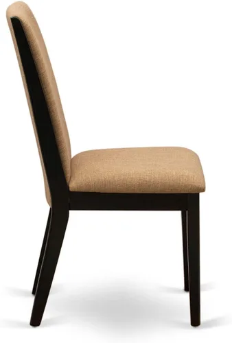 Vista 6 de East West Furniture LAP1T47 Lancy Parson - Juego de 2 sillas de comedor tapizadas de tela de lino color sable claro, color negro