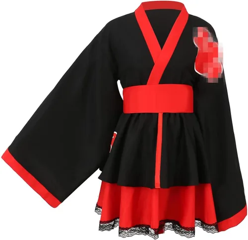 Vista 2 de Disfraz de sirvienta de anime para cosplay disfraz de Halloween para mujer vestido de kimono uniforme