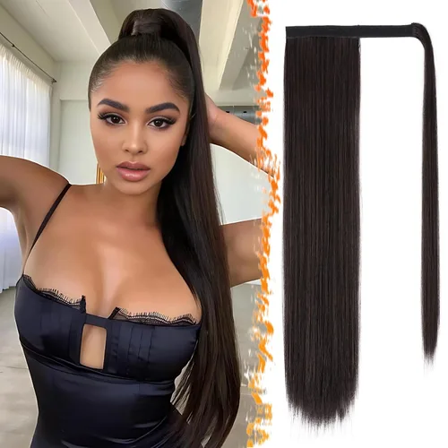 Vista 38 de BARSDAR Extensión de Cola de Caballo Corta y Recta - Extensiones de Cabello de Cola de Caballo con Cordón de 14 Pulgadas en Negro para Mujeres