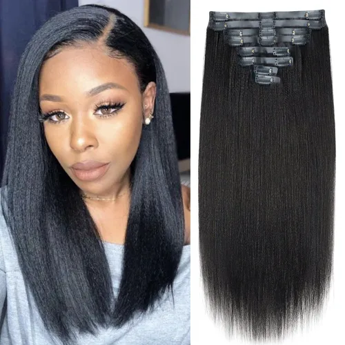 Vista 87 de Extensiones de cabello humano real rizado con clip, 4/27/4, ombré, rizado con clip, para mujer, 3C y 4A (12 pulgadas, #4/27/4)