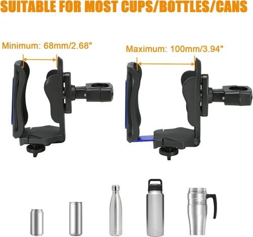 Vista 3 de Soporte universal para botella de agua de motocicleta, tamaño ajustable para botellas de 2.68 a 3.94 pulgadas de diámetro, soporte para tazas