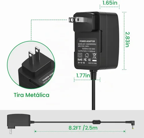 Vista 4 de Adaptador de corriente para teclado Casio de 9.5 V CC - Compatible con teclados Casio: ADE95100LU, LK-135, WK-225, CTK-2500, CTK-2400, CTK-2550