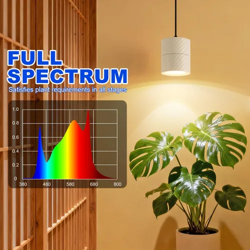 Vista 2 de Luz colgante de crecimiento de plantas de interior, luz colgante de plantas de espectro completo, ángulo ajustable, adecuada para iluminación