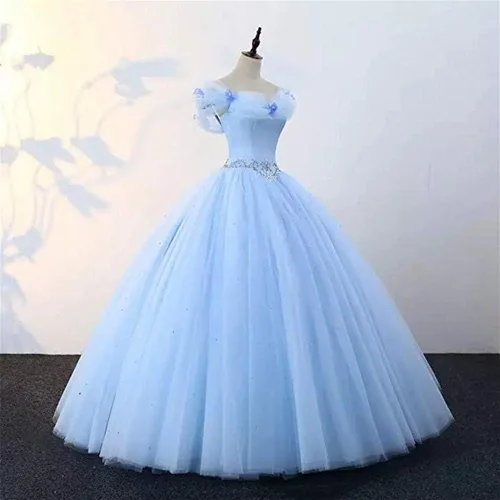 Vista 4 de Datangep - Vestido largo de quinceañera con tiras plisadas para mujer