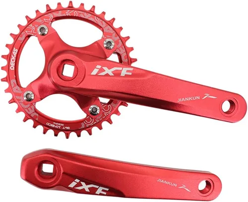 Vista 14 de DJC MTB - Juego de bielas cuadrado con agujero cónico 104BCD con plato 32 34 36 38T 6.693 in 6.890 in Bielas aluminio negro rojo