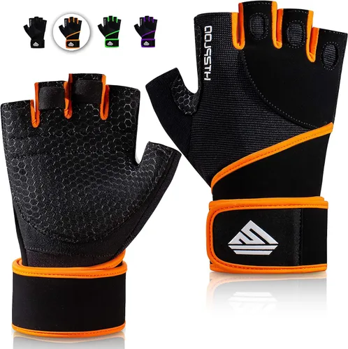 Vista 9 de Guantes de Entrenamiento Guantes de Gimnasio Guantes de Levantamiento de Pesas para Hombres y Mujeres con Almohadilla Completa en la Palma, Soporte
