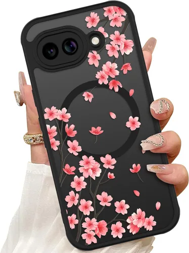 Vista 17 de ZIYE Funda magnética para Google Pixel 9 Pro XL de 6.8 pulgadas [compatible con MagSafe] funda de policarbonato duro y TPU suave con flor de cerezo