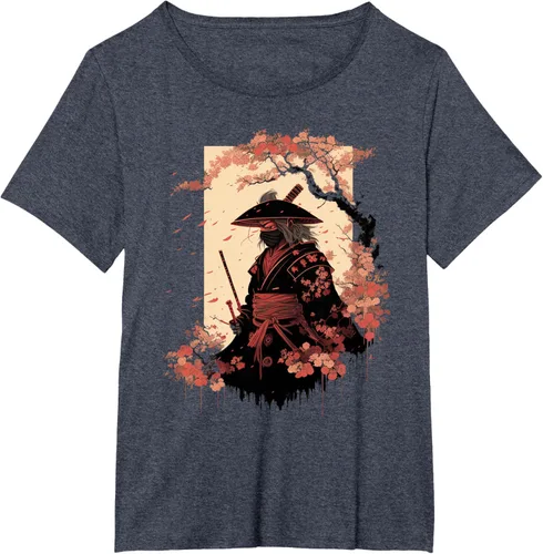 Vista 49 de Camiseta estética vintage samurái de arte japonés samurái retro cereza, Negro