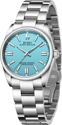 Vista 2 de BUREI Couple Watch for Men and Women Dress Minimalist Stainless Steel Watches Waterproof Fashion Watches