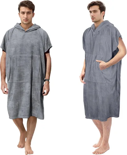 Vista 9 de Catalonia Poncho absorbente de surf para hombres y mujeres, poncho de cambio de toalla de secado rápido, poncho de toalla con capucha para adultos