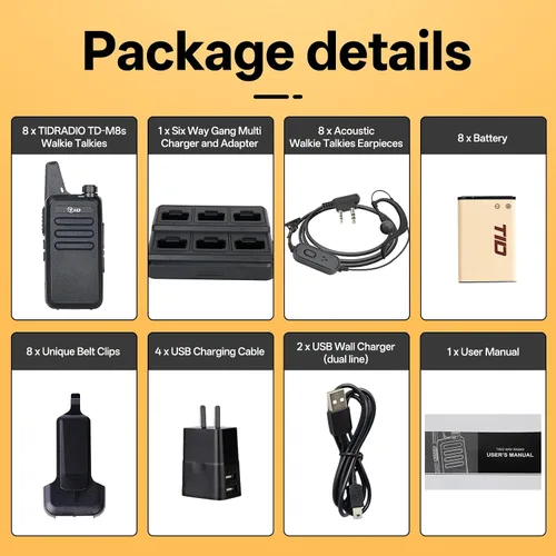 Vista 13 de TID RADIO TD-M8s Walkie Talkies para adultos, radio bidireccional de largo alcance, radios FRS VOX sin licencia, walkie talkies recargables de 2