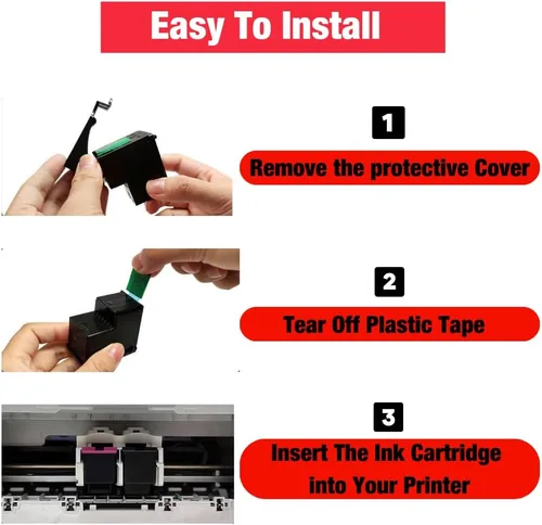 Vista 3 de DoorStepInk Cartucho de tinta 65 remanufacturado en Estados Unidos para HP 65 negro N9K03AN - Compatible con HP DeskJet 2633 2655 3758, HP Envy 5055