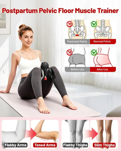 Vista 5 de Pelvic Floor Exercise Devices, Thigh Trainer for Women 360° Rotatable TPE Cushion, Strengthens Pelvic Muscles & Inner Thigh, Portable Kegel Gear