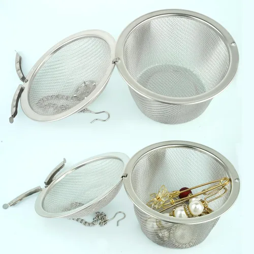 Vista 4 de 5 cestas de limpieza ultrasónicas de acero inoxidable, cestas de limpieza ideal para piezas pequeñas, cesta de limpieza de relojes, cesta de malla