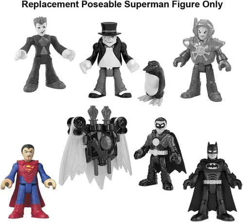 Vista 3 de Mattel Pieza de repuesto para Imaginext Deluxe Figure Pack Playset – GWX46 ~ Figura de Superman Poseable de Repuesto ~ Vestido en azul y rojo