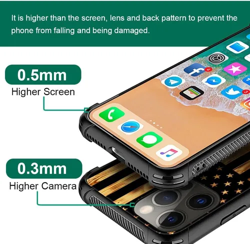 Vista 2 de DJSOK Funda compatible con iPhone 11, funda clásica de grano de madera con diseño de bandera estadounidense y tigre para iPhone 11, funda resistente