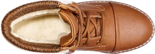 Vista 5 de DREAM PAIRS Botas de combate con cordones para mujer, botines de invierno de tacón bajo