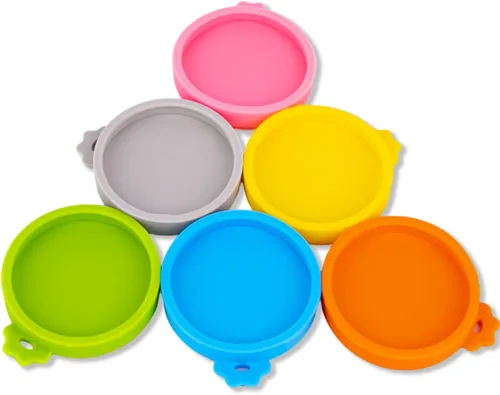 Vista 9 de Yobbai Tapas pequeñas para latas de comida para gatos de 3 onzas y 2.5 onzas, cubiertas de silicona de grado alimenticio, codificadas por