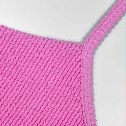 Vista 5 de Conjunto de bikini para mujer, traje de baño de corte alto, 2 piezas, cintura alta, parte inferior atrevida