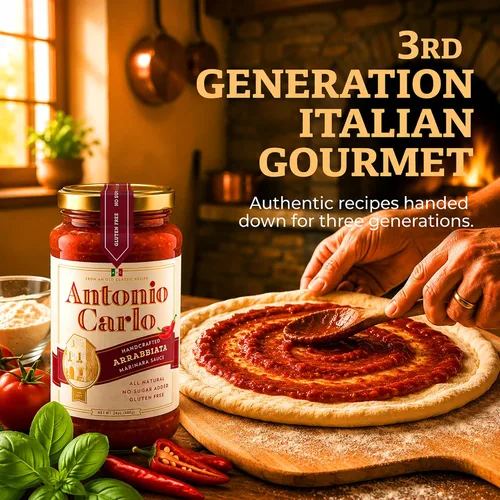 Vista 6 de ¡NUEVO! Antonio Carlo Autentico Italiano (3 Generaciones) Salsa de Marinara Artesanal Gourmet – FRESCO, Sin Conservantes, Salsa Vegana de Espagueti