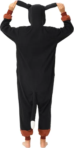 Vista 2 de Disfraz de mapache para adultos, unisex, Navidad, con cremallera, pijamas de animales para cosplay, ropa de casa de una pieza para mujeres y hombres