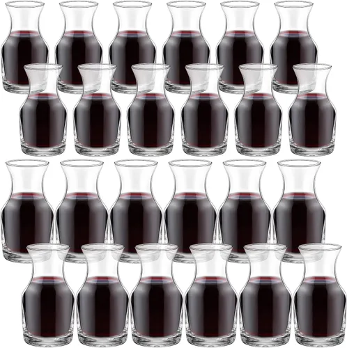 Vista 9 de Irenare Paquete de 6 mini jarras de vino de una sola porción de vidrio para vino, jarra pequeña individual para jugo, agua, cenas, fiestas