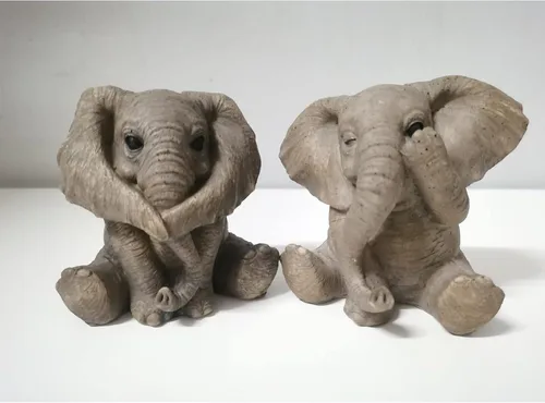 Vista 5 de 3 estatuas de elefante bebé de resina, adornos de elefantes para decoración del hogar, sala de estar, oficina, ver no mal, escucha no mal, no hablar