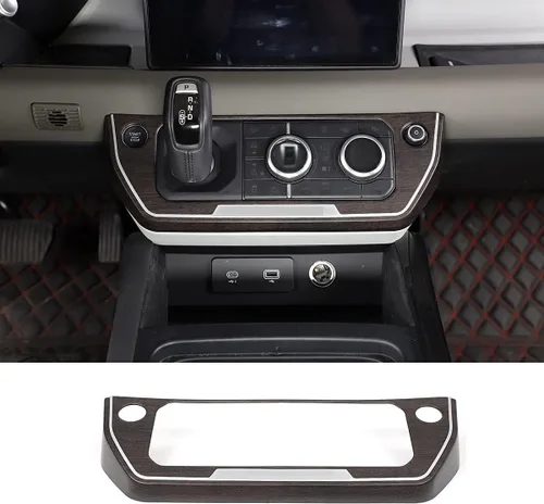 Vista 10 de Marco de botón de modo de aire acondicionado con control central ABS para Land Rover Defender 110 2020 Accesorios de coche (grano de madera de roble)