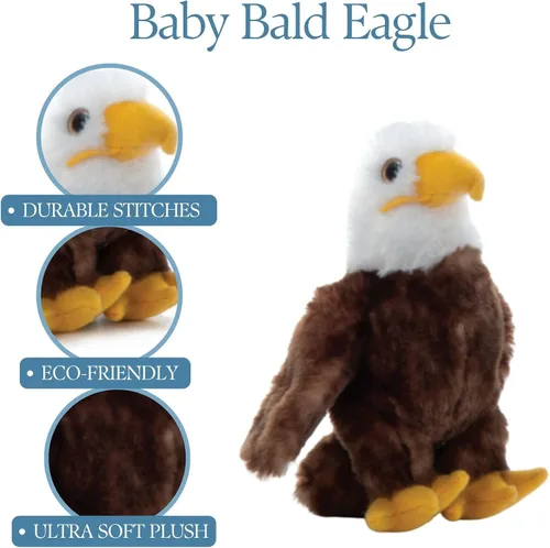 Vista 9 de The Petting Zoo - Peluche de águila calva, juguete de peluche, regalos para niños, colección Wild Onez Babiez Animales del Zoológico, juguete