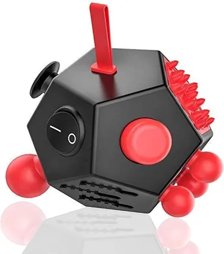 Vista 9 de Juguetes de Cubo de 12 Lados, Cubo de Juguetes Fidget Alivia el Estrés y la Ansiedad para Niños y Adultos con TDA, TOC, TDAH, Autismo (Negro / B2)