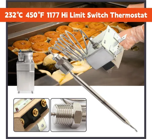 Vista 3 de 3/8" Mpt Stuff Box 1177 interruptor de freidora de termostato de límite alto compatible con el termostato robertshaw 301030005 compatible