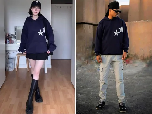 Vista 4 de Aelfric Eden Sudaderas con capucha de gran tamaño Y2K con capucha con capucha de moda Streetwear unisex