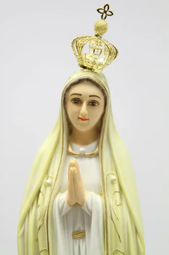Vista 4 de Vittoria Collection Estatua de Virgen María peregrina de 20 pulgadas con corona hecha en Italia para interiores y exteriores, gruta de jardín