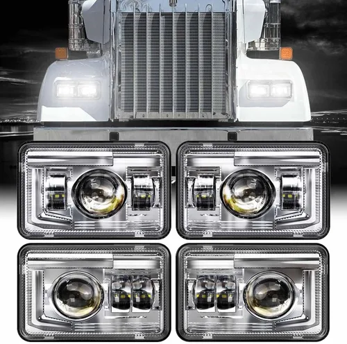 Vista 11 de Z-OFFROAD 2 unids 60W 4x6 LED Faros DOT Aprobado H4656 H4651 H4652 H4666 H6545 Faro rectangular de haz sellado para Freightliner KW Peterbilt